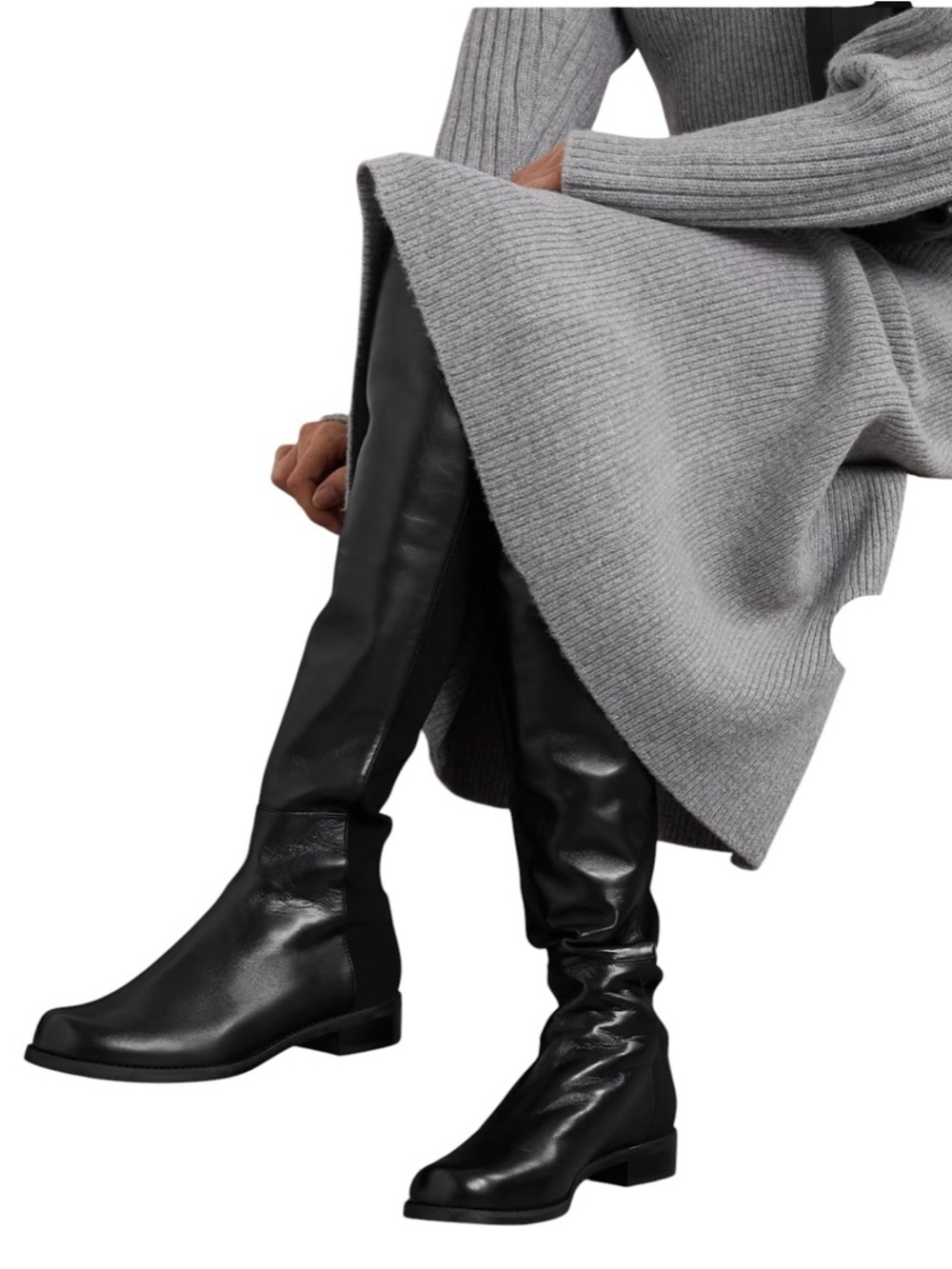 Stuart Weitzman Black Over-the-Knee Leather & stretch Boots size 6 5